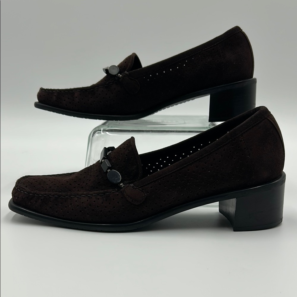 Stuart Weitzman Brown Suede Loafers Slip-On Design 7M - Picture 5 of 14